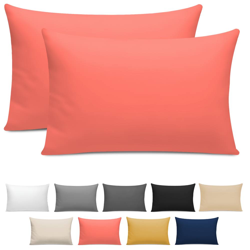 Pamposh 400 Thread Count Egyptian Cotton Pillow Cases 2 Pack in Coral