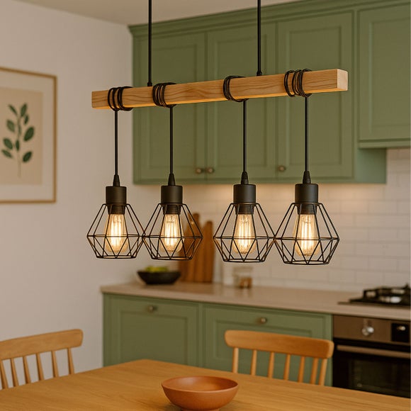 EGLO Townshend Industrial 4 Light Adjustable Diner Ceiling Light