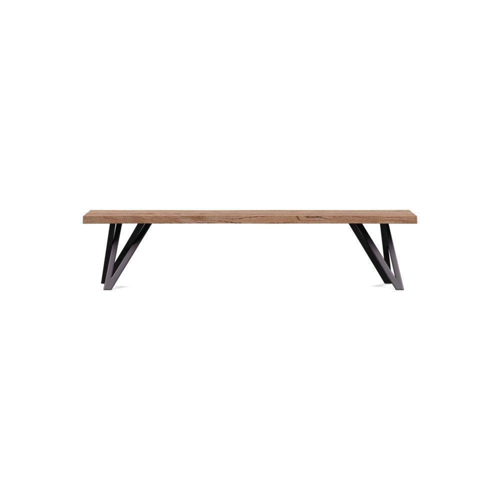 Heal's Vienna Bench 180x35cm Smoked Oiled Oak Natural Edge Not Filled