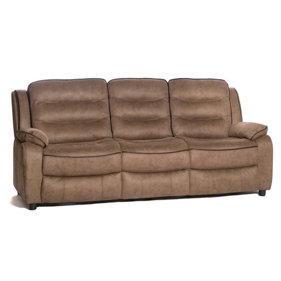 Lovell Fabric Recliner 3 Seater Sofa In Caramel