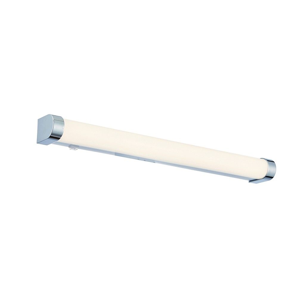 Netlighting Moda Bathroom Wall 1 Light IP44 15W White Ribbed & Chrome Effect in Grey