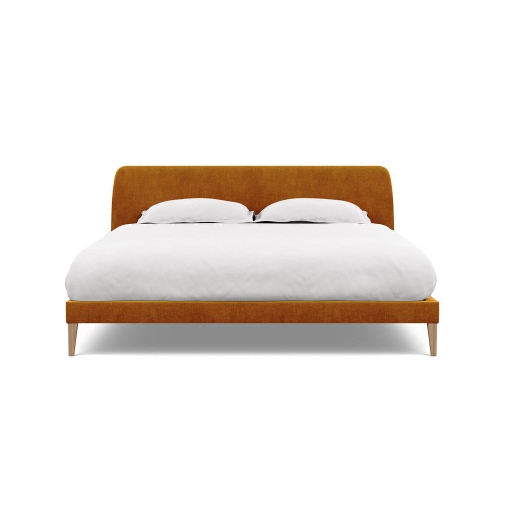 Heal's Wallis Bedstead Super King Smart Luxe Velvet Cognac Walnut Feet 2