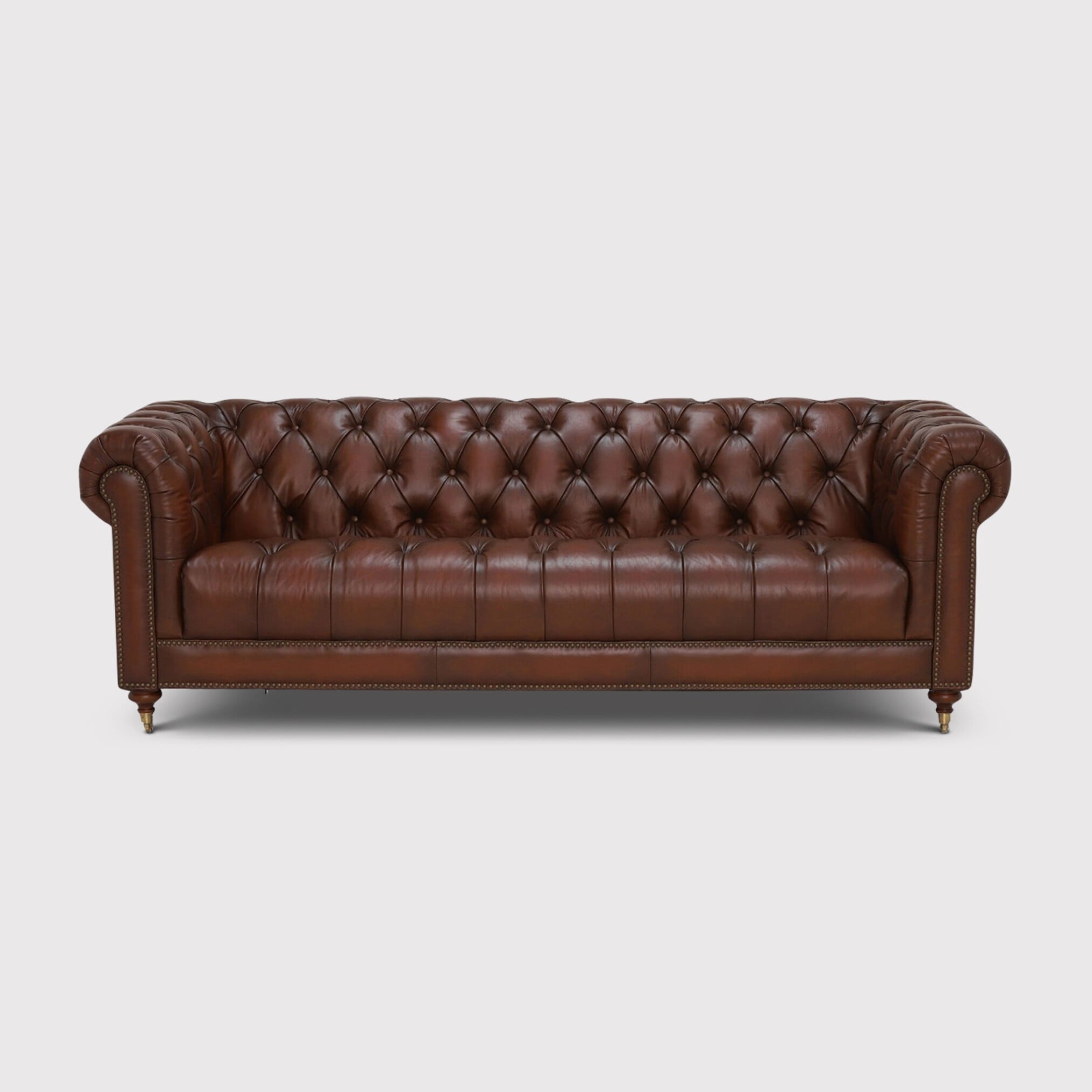 Ullswater 4 Seater Leather Chesterfield Sofa, Brown | Barker & Stonehouse