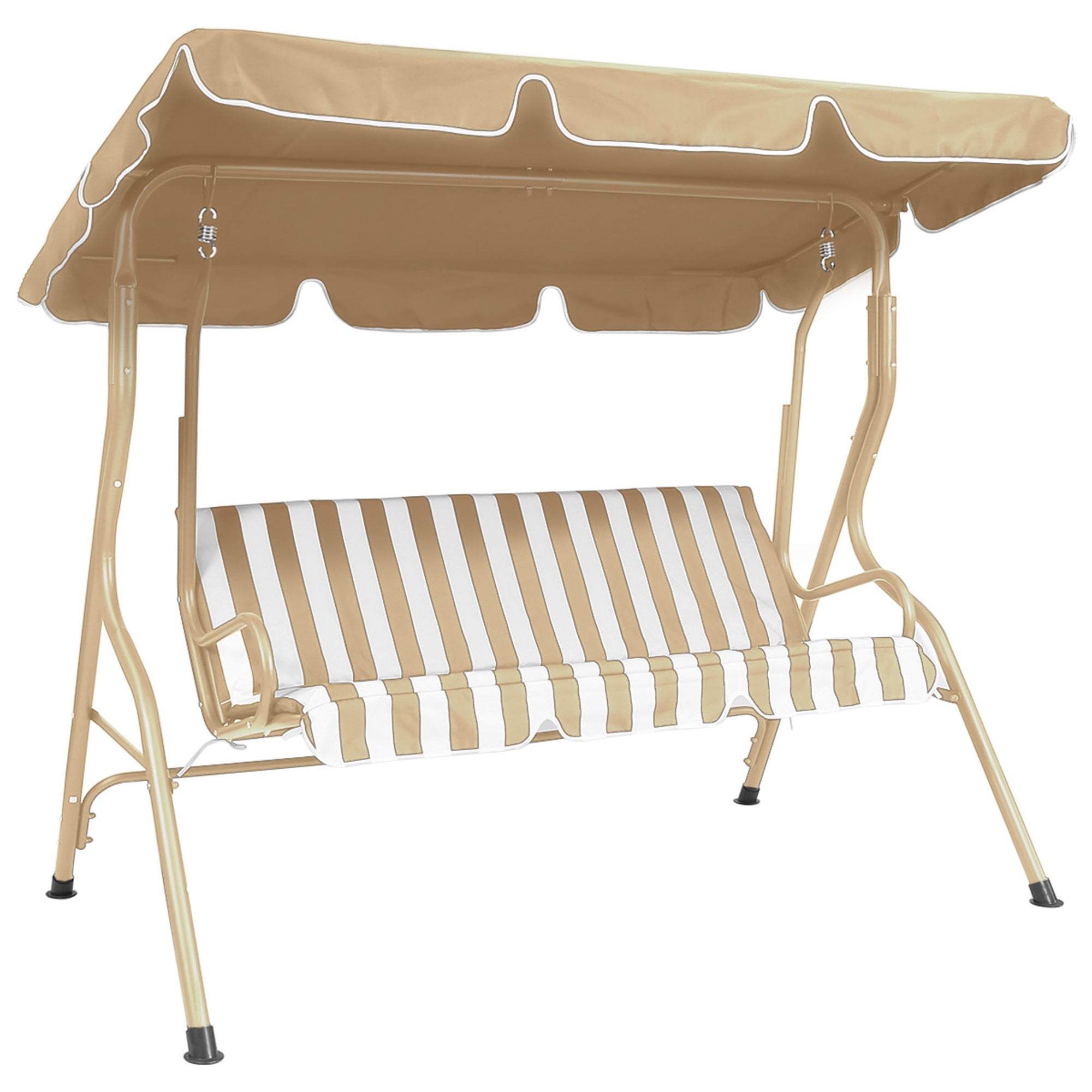 Striped 2 Seater Beige Swing Bench Natural