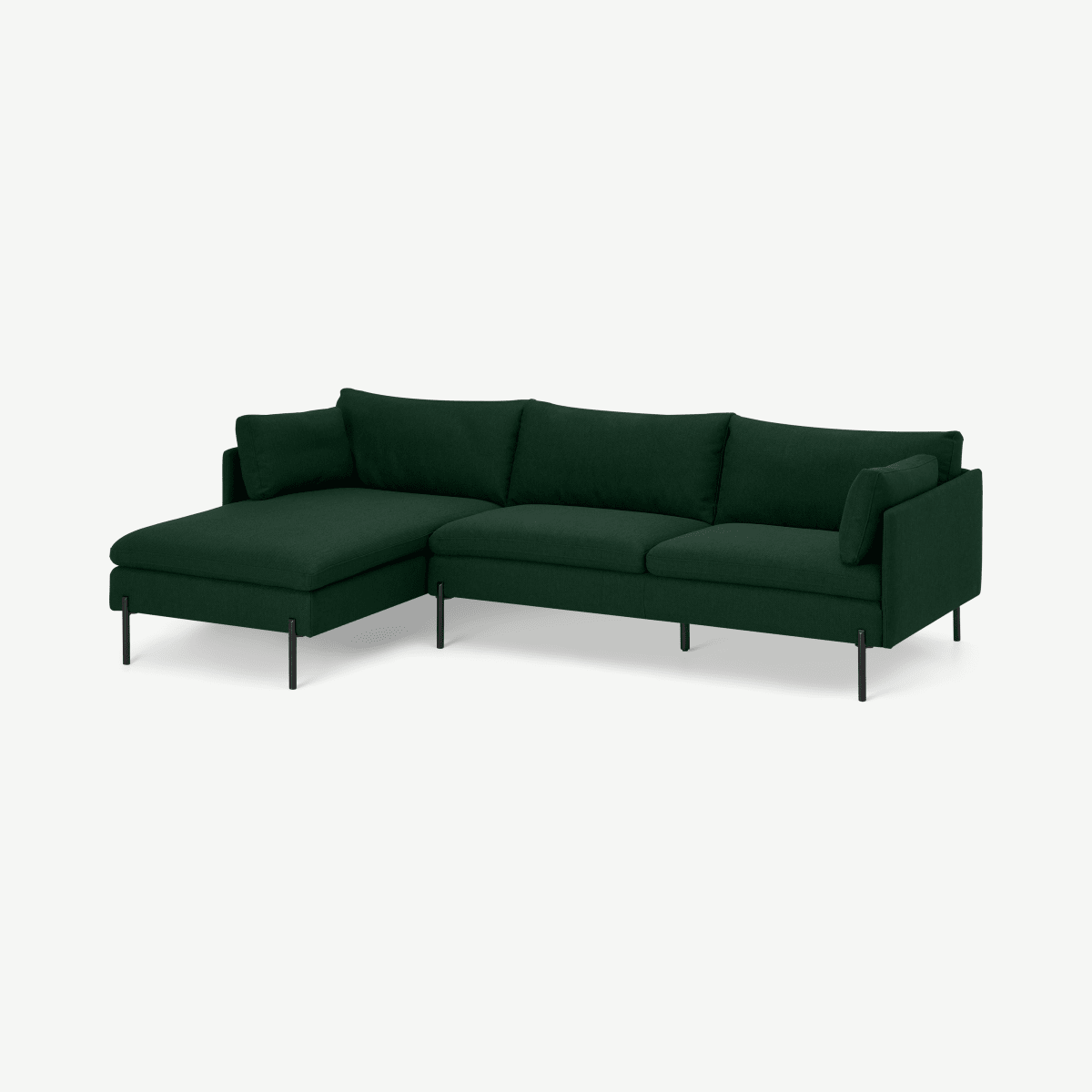 Zarina Left Hand Facing Chaise End Sofa, Forest Green Weave