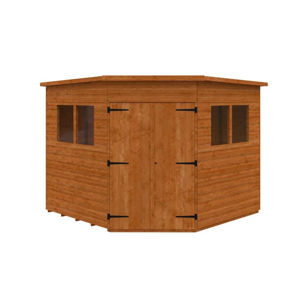 Buttercup Farm 8 x 8 Feet Corner Shed 12mm Shed - Solid Wood/Softwood/Pine in Burnt Orange