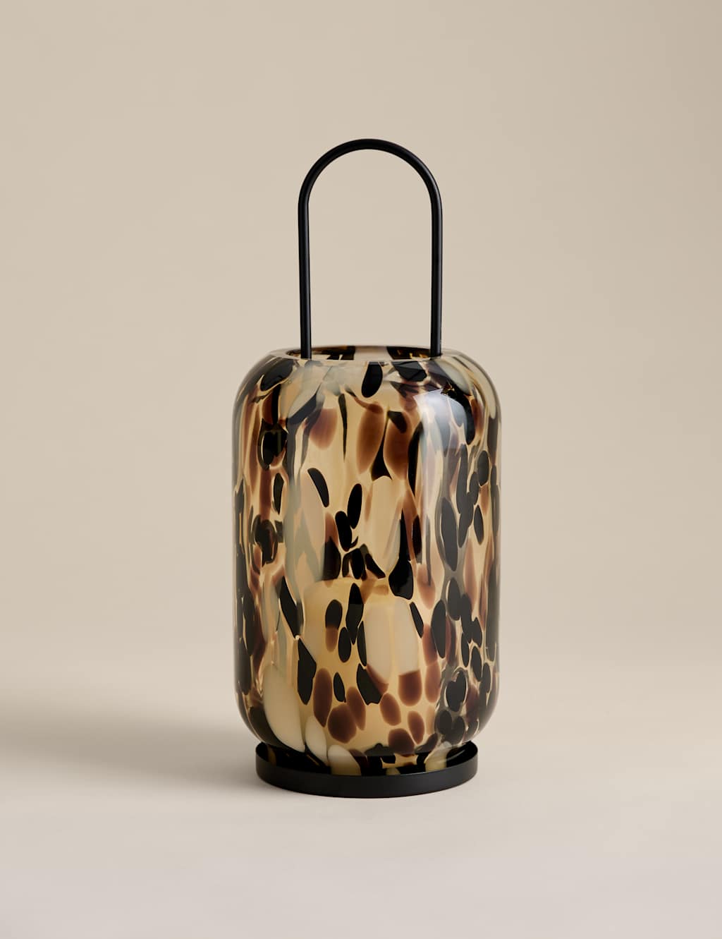 M&S Animal Confetti Glass Lantern Brown