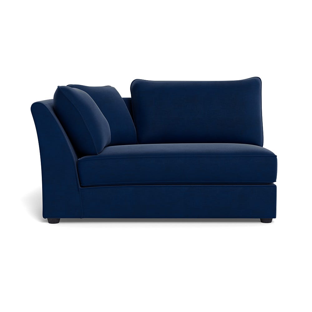 Heal's Tailor Large Curved Left Hand Facing Corner Unit Velvet Midnight Black Feet