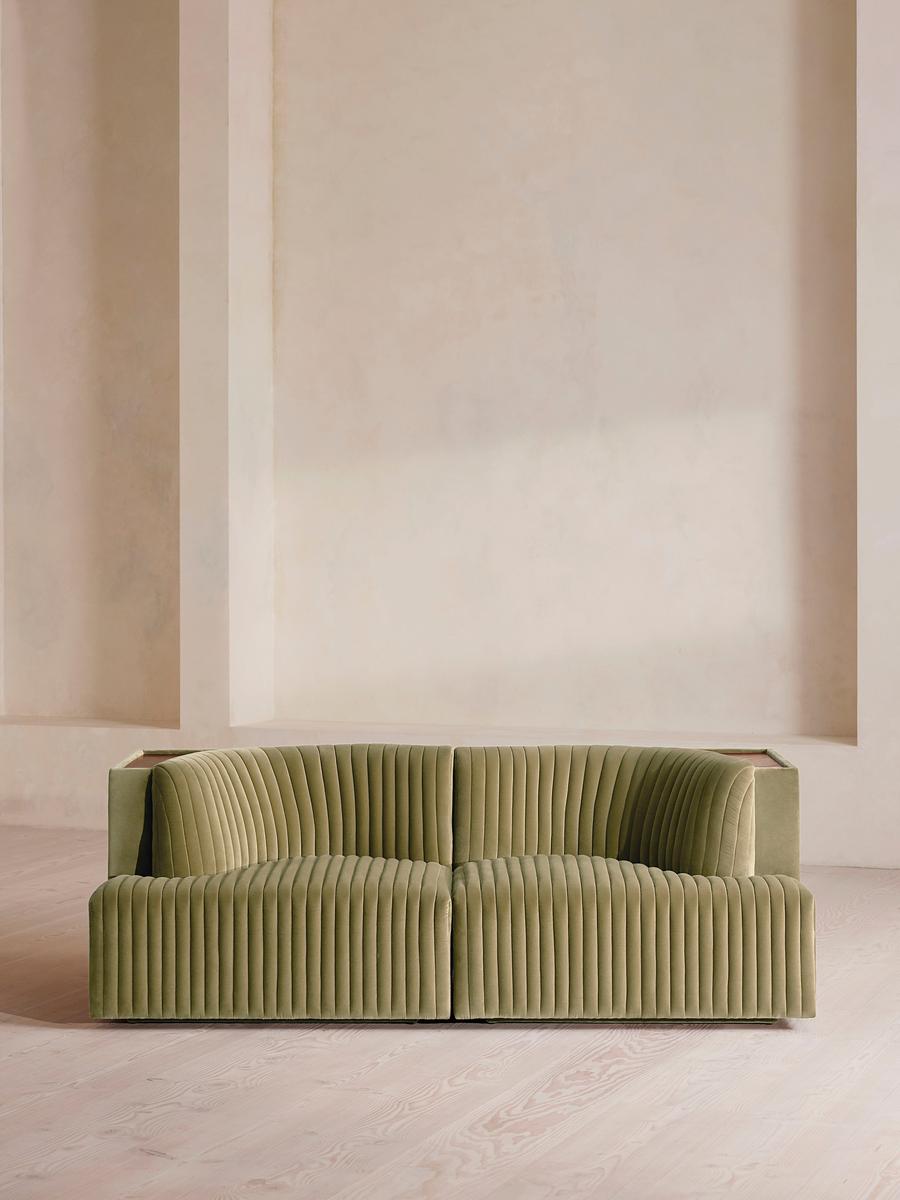Hamish Modular Sofa, Three Seater, Velvet, Lichen