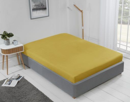 New Edge Blinds Brights Collection Non Iron Fitted Sheet in Yellow