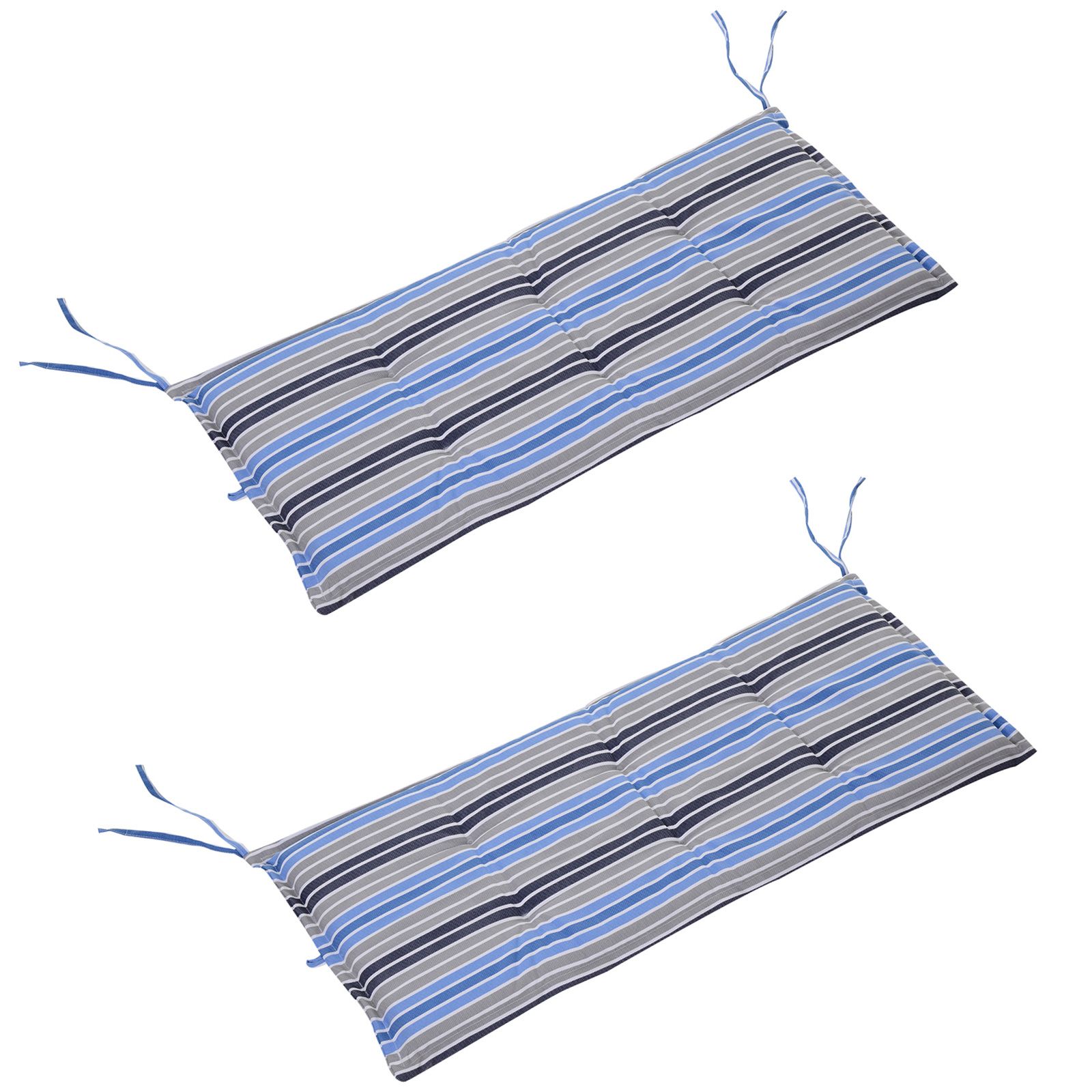OUTSUNNY 2 Pieces Replacement Cushions for Garden Bench, with Strips in Blue