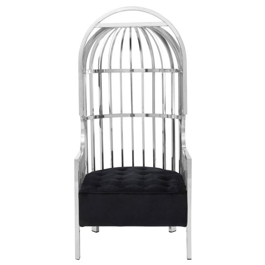 Fafnir Silver Occasional Chair With Black Velvet In Silver
