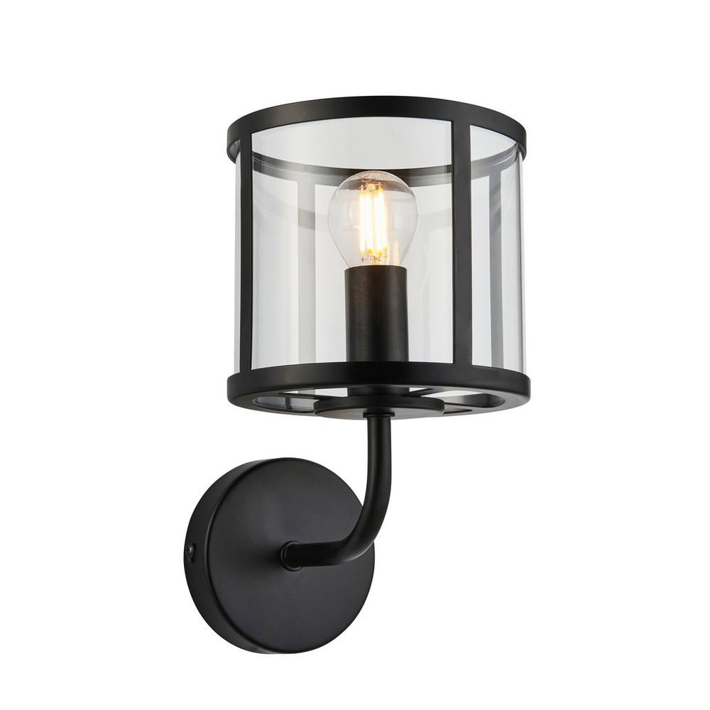 Netlighting Hopton Glass Shade Wall Lamp Matt Black