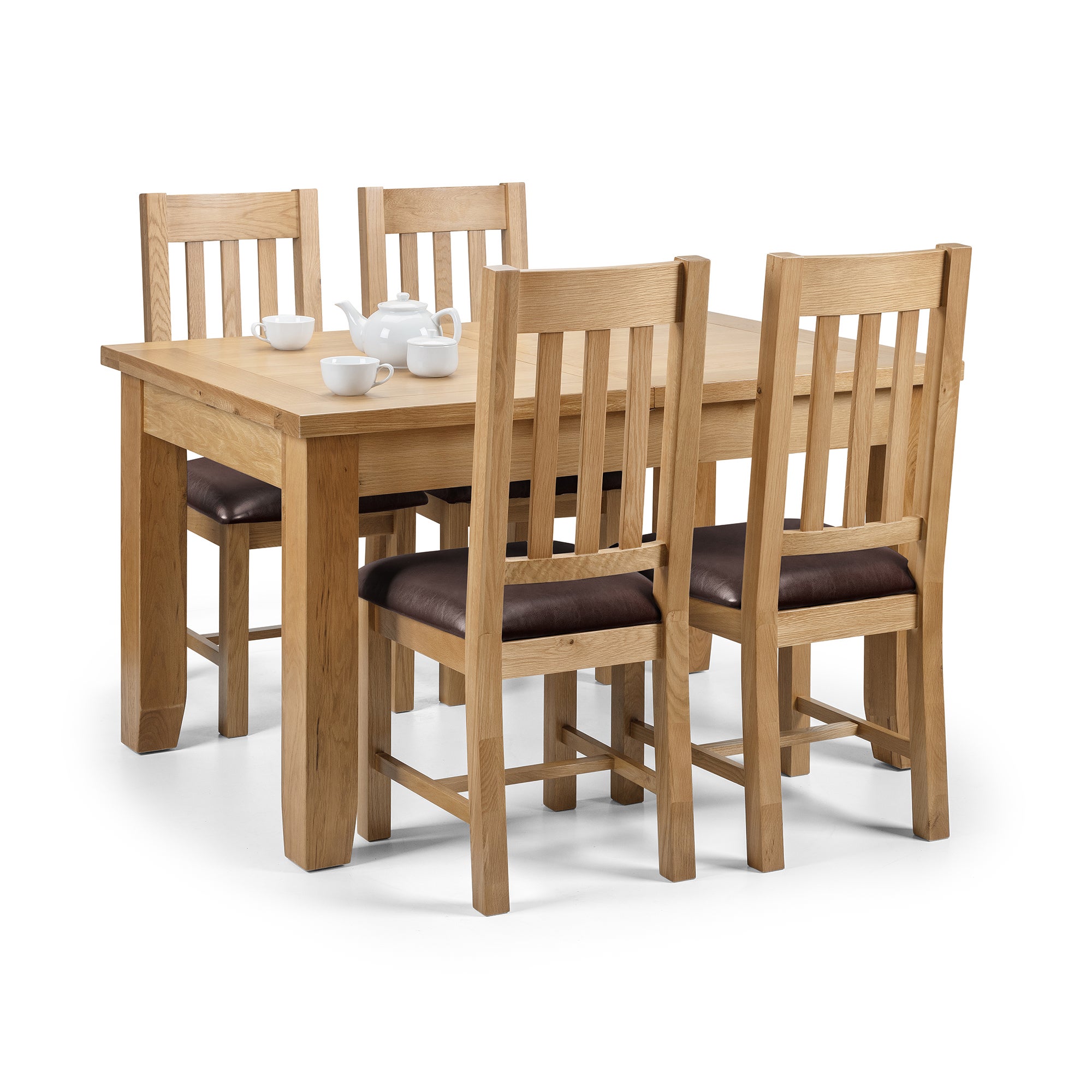 Astoria 4-6 Seater Rectangular Extendable Dining Table with 4 Chairs, Solid Oak