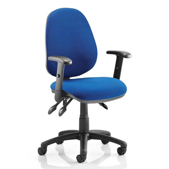 Luna III Office Chair In Blue With Adjustable Arms
