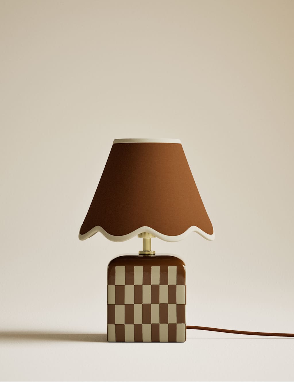 M&S Checkerboard Table Lamp Rust