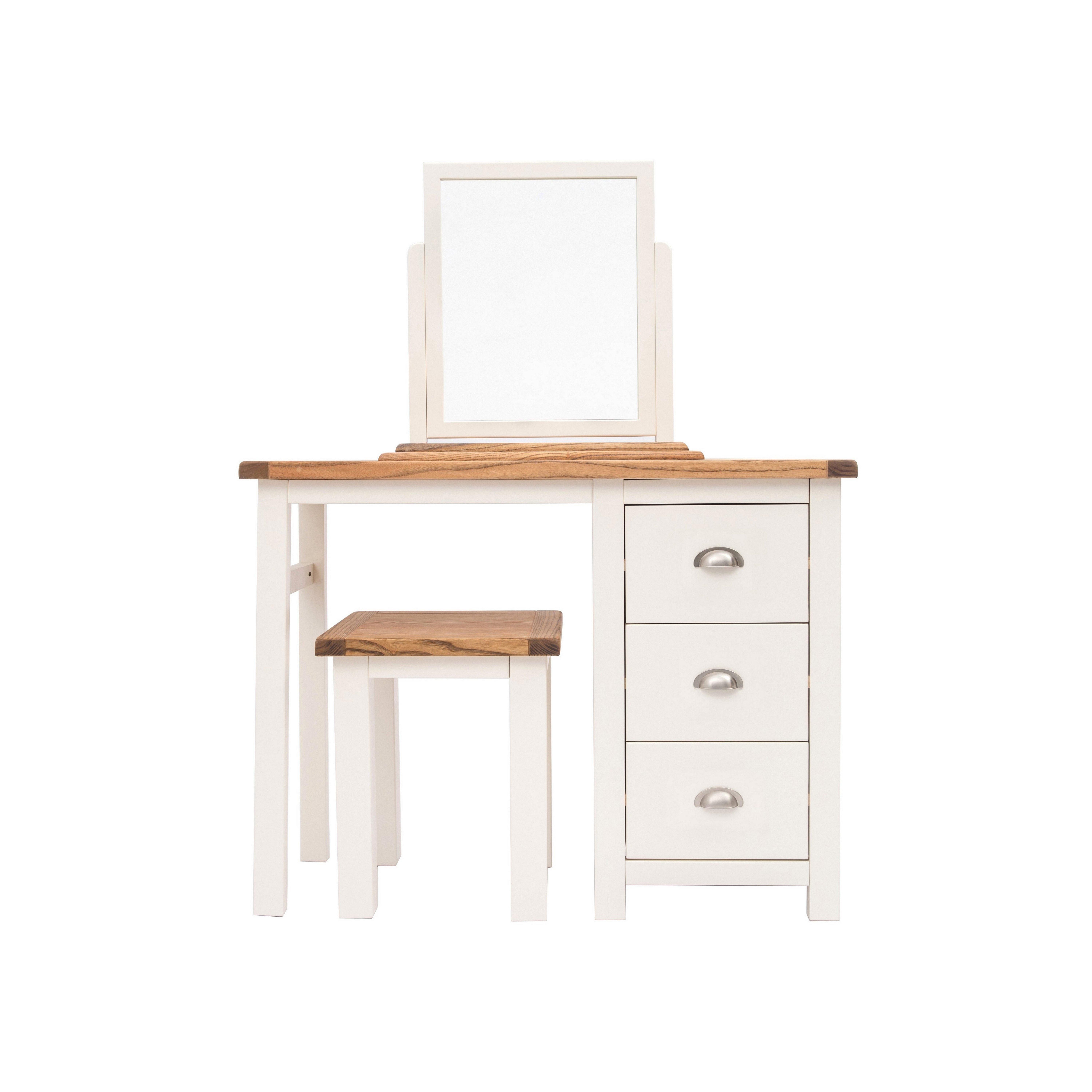 Cabinet Bits Lovere 3 Drawer Dressing Table Set Chrome Cup Handle in Off-White