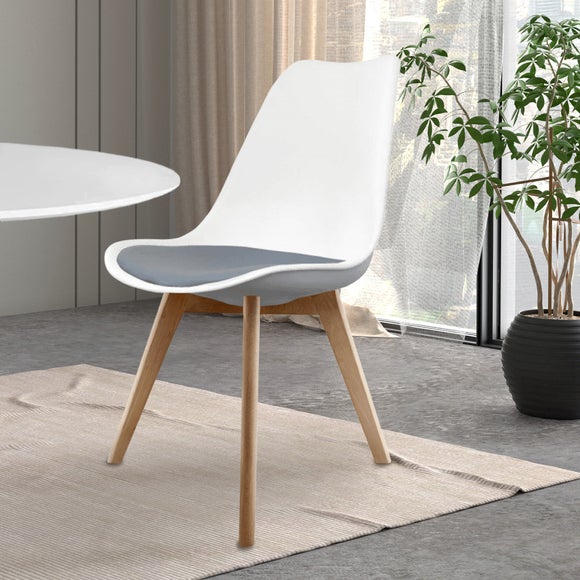 Fusion Living Soho White Plastic Dining Chair with Squared Legs