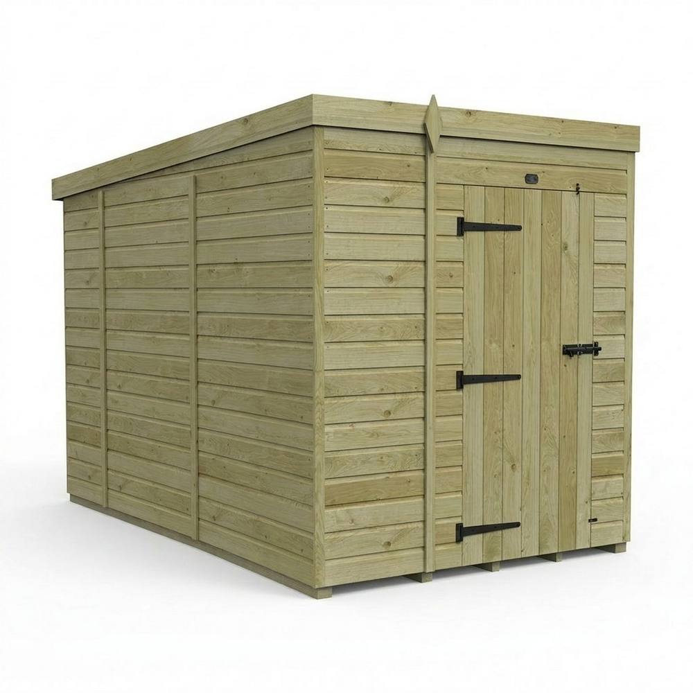 Buttercup Farm 6ft x 10ft Pent Garden Shed Single Door No Windows - Timber in Brown