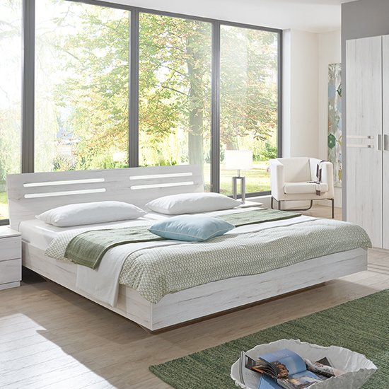 Susan Wooden King Size Bed In White Oak