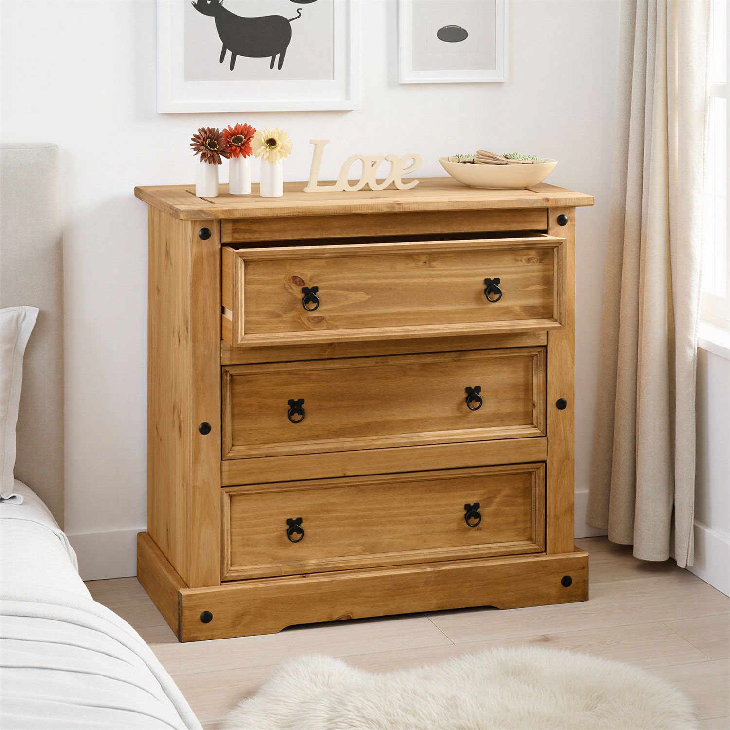 Seconique Corona 3 Drawer Chest in Natural