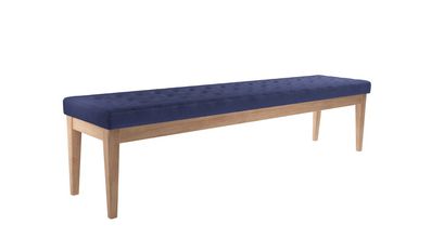 Buttons Bench in Prussian Blue Cotton Matt Velvet - sofa.com