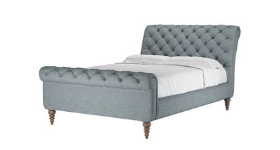 Knightsbridge Double Bed in Cornflower Silky Jacquard Weave - sofa.com