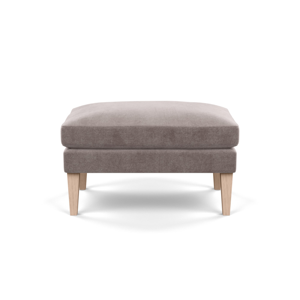 Heal's Wallis Ottoman Smart Luxe Velvet Mushroom Natural Ash Feet
