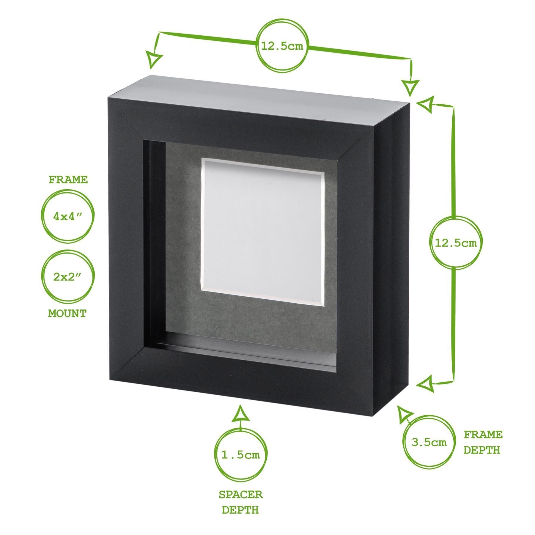 Nicola Spring 4" x 4" White 3D Box Photo Frames - 2" x 2" Mount - Pack of 5 4