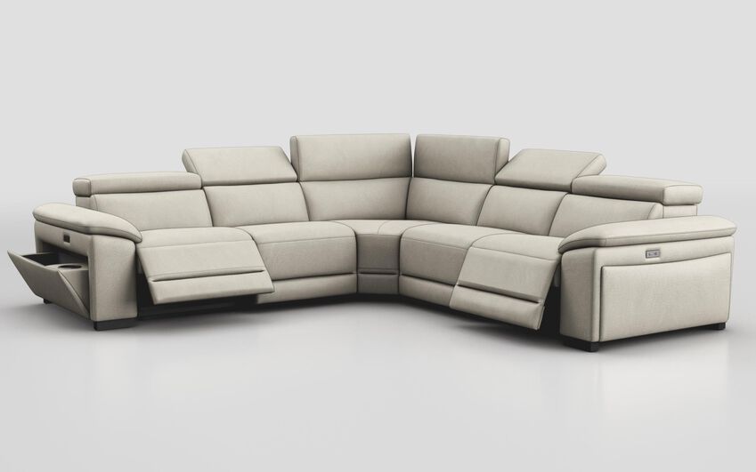 White Mesola 3 Corner 3 Power Sofa with Manual Head Tilt