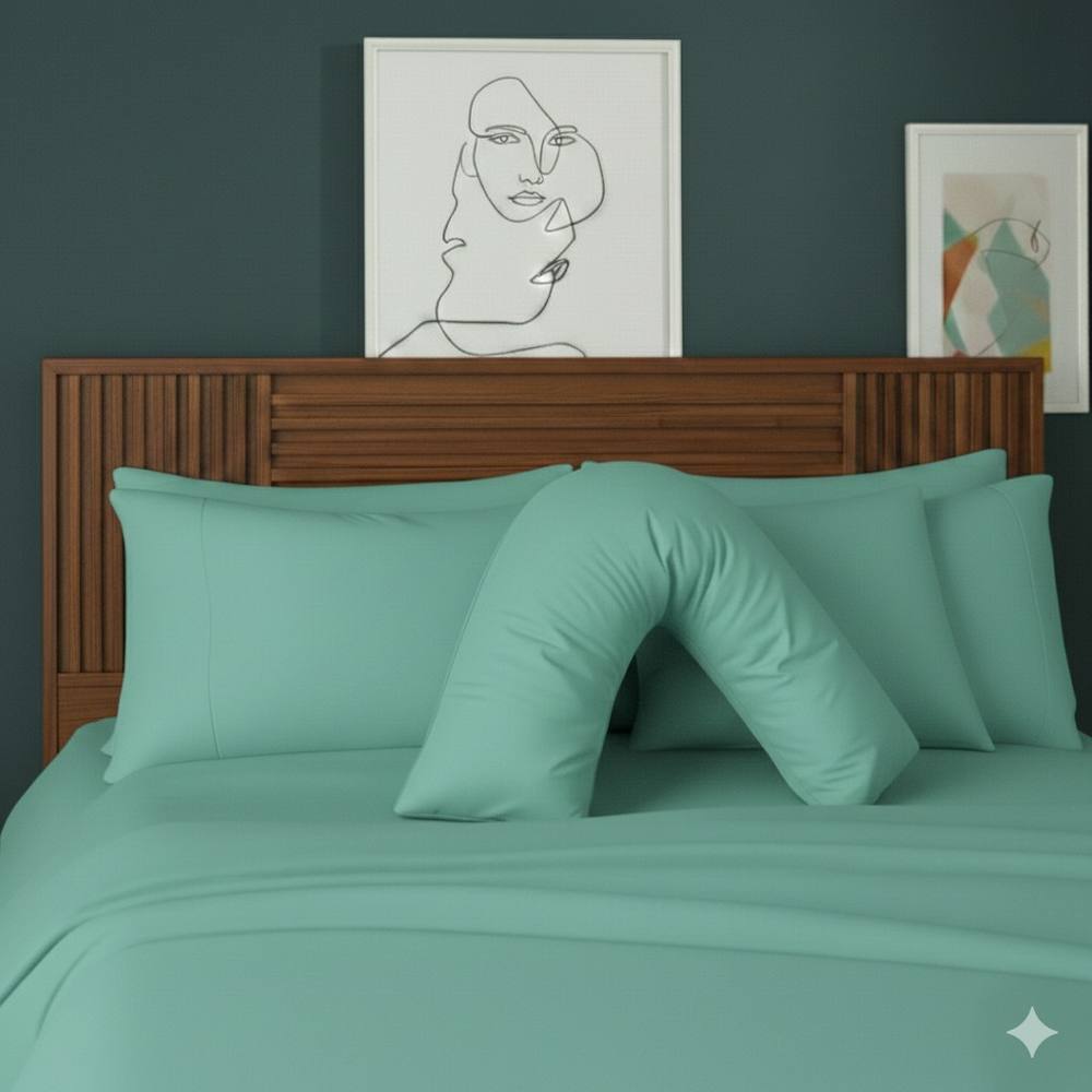Snug City V Shape Pillowcase for Support Maternity Pillows Polycotton Easy Care in Mint