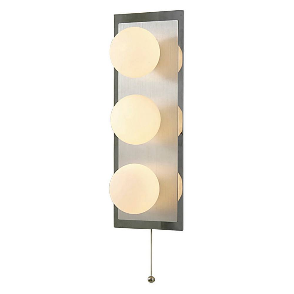 Netlighting IP44 Globe Wall Lamp PullCord Switch 3 Light G9 In Polished Chrome in Grey