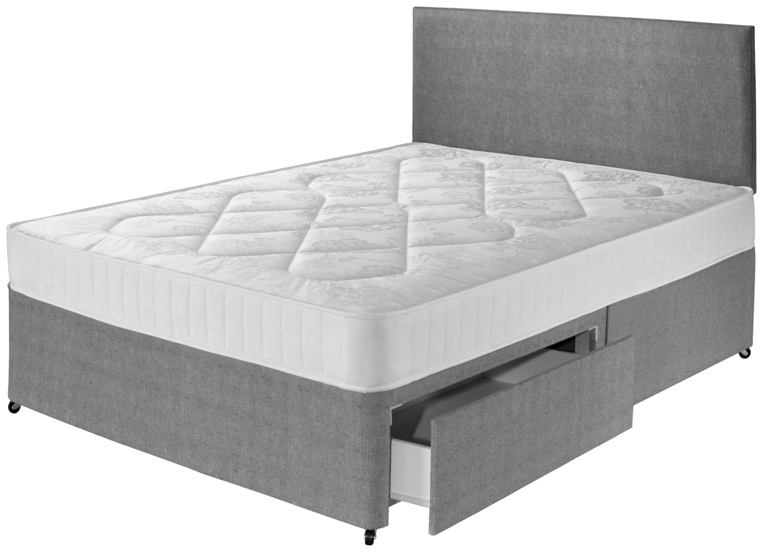 Argos Home Elmdon Comfort 2 Drawer Double Divan Bed - Grey