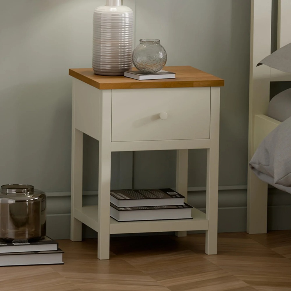 Coxmoor 1-Drawer Bedside Table - Oak - Wooden - Happy Beds