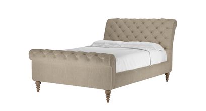 Knightsbridge Double Bed in Cashew Baylee Viscose Linen - sofa.com