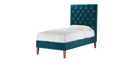 Rosalie 150cm Single Bed in Deep Turquoise Cotton Matt Velvet - sofa.com