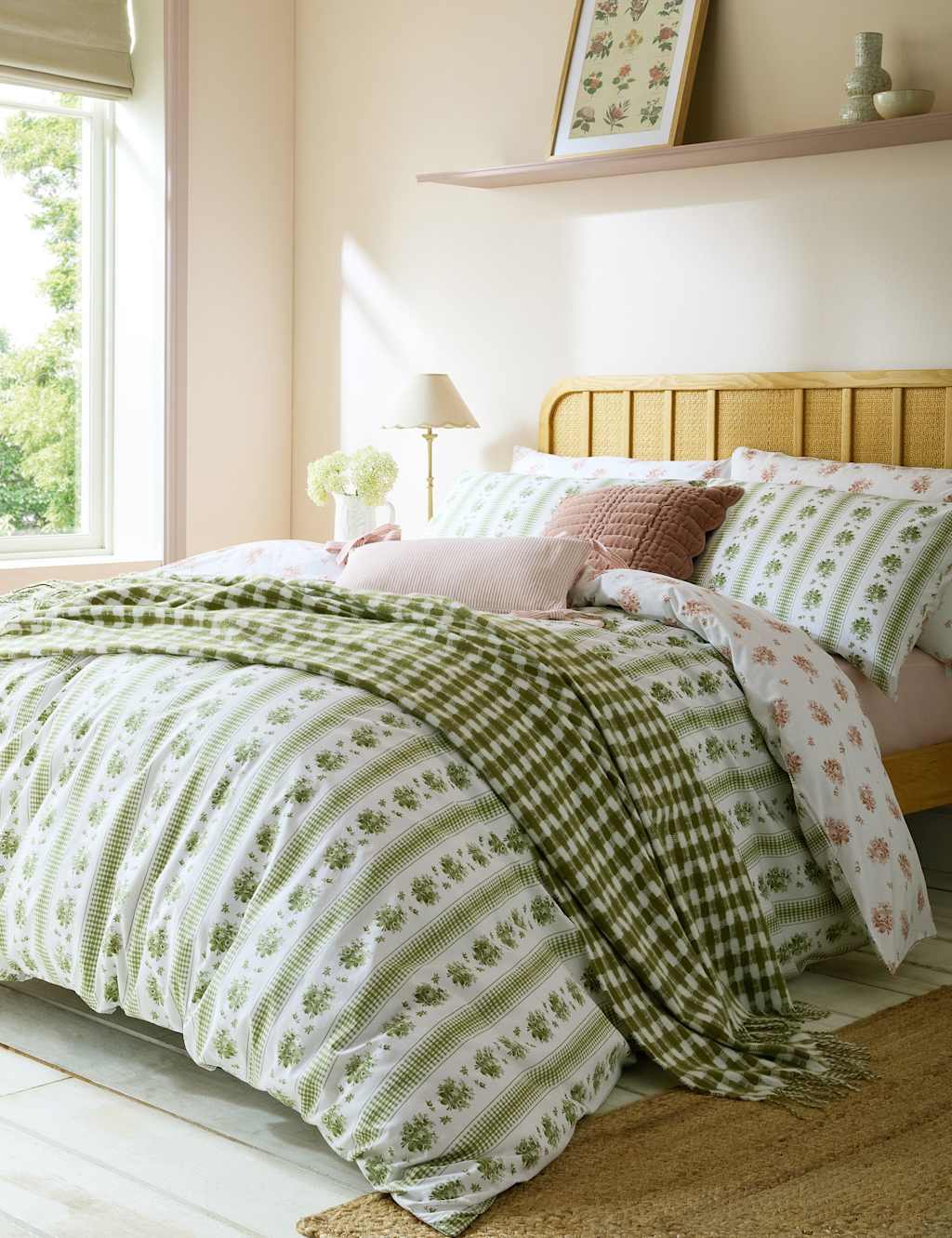 Laura Ashley Pure Cotton Pensham Striped Bedding Set Green Mix