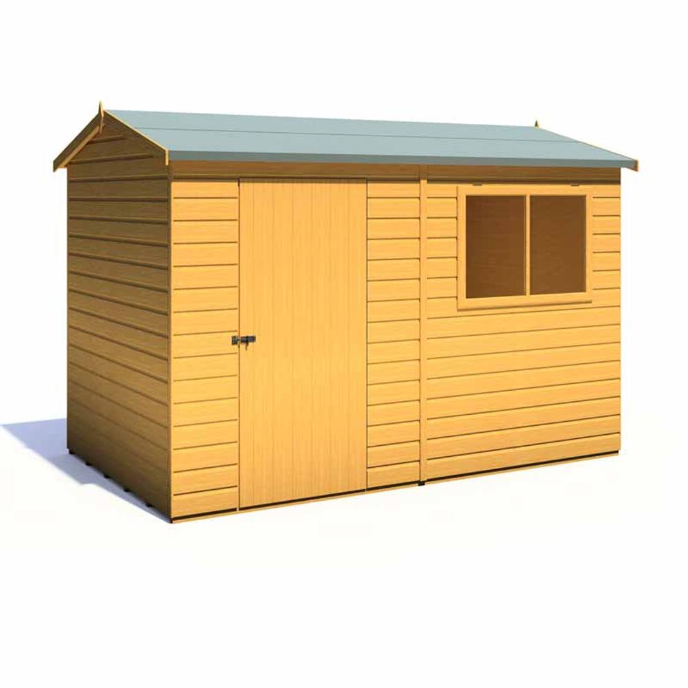 Shires Lewis 10 x 6 Feet Single Door Reverse Apex Style D Shed in Brown 2