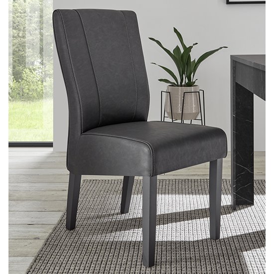 Miko Faux Leather Dining Chair In Anthracite