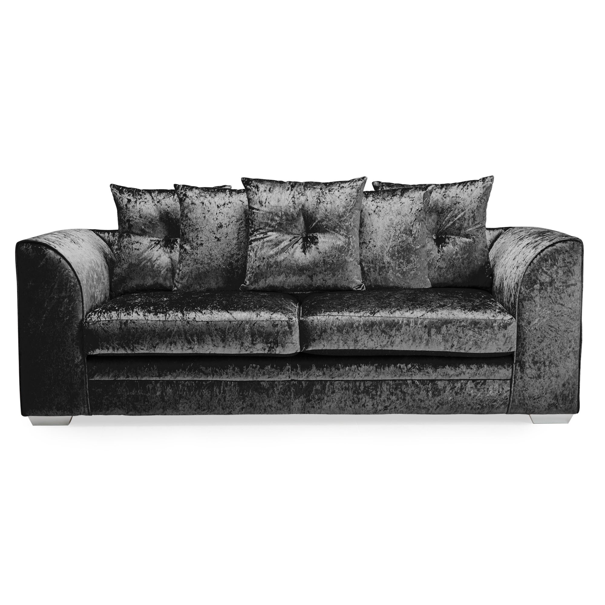 Blake Crushed Velvet 3 Seater Sofa Black