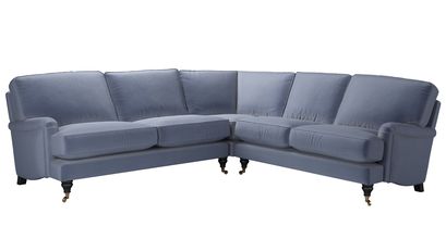 Bluebell Asym. Crn: LHF 2.5 Seat w RHF 2 Seat in Sapphire Smart Velvet - sofa.com