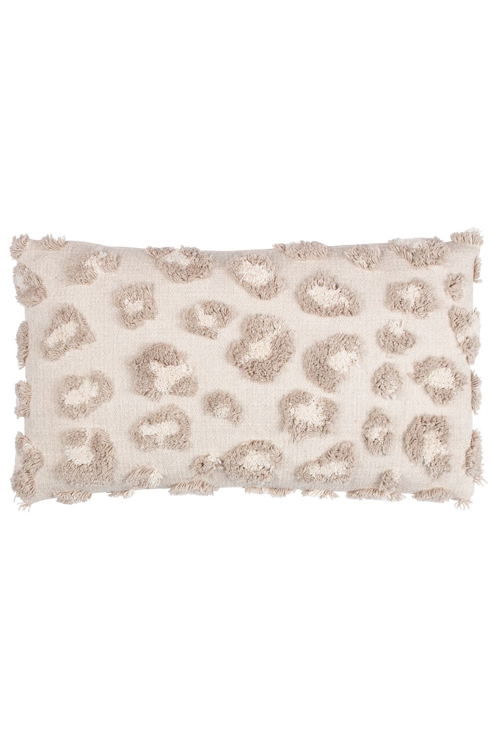 Furn Maeve Tonal Leopard Print Tufted Cotton Cushion in Natural