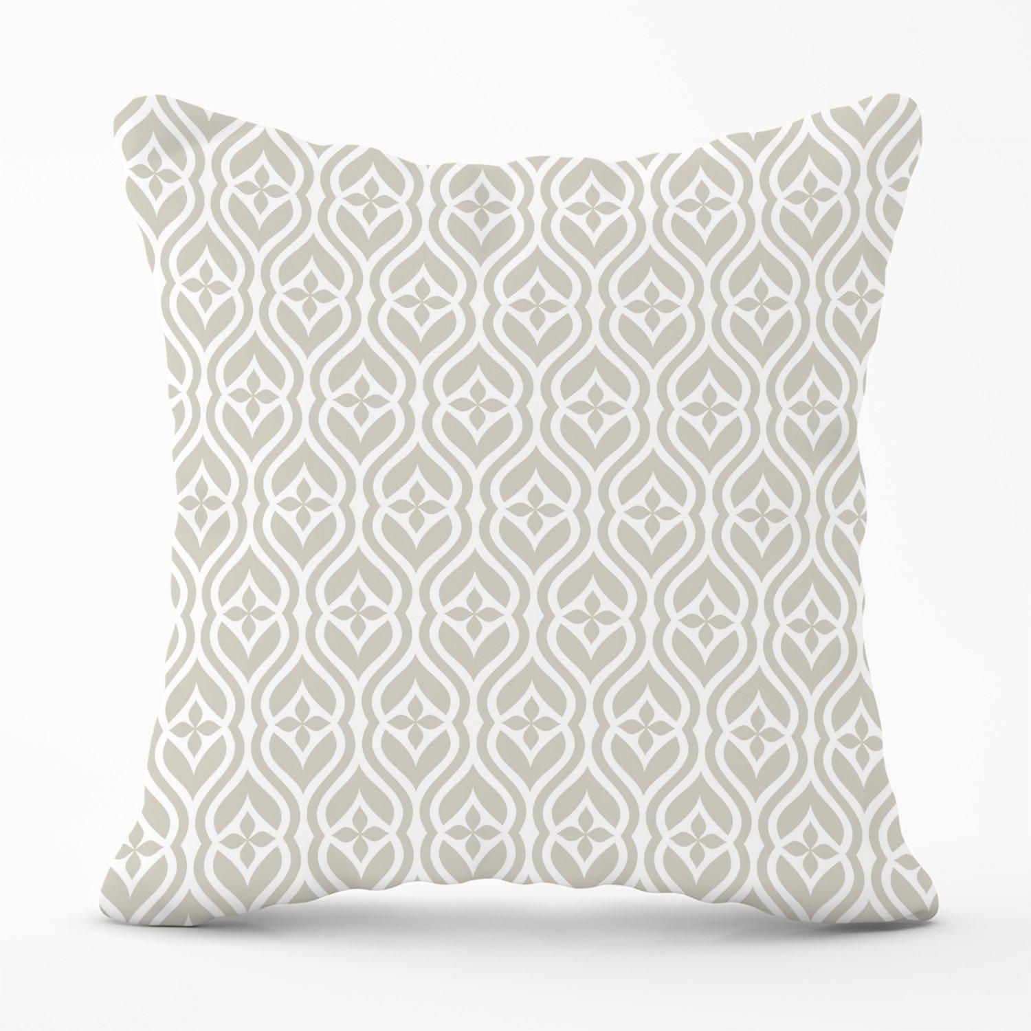 Warren Reed - Designer Abstract Ornament Pattern Outdoor Cushion in Grey