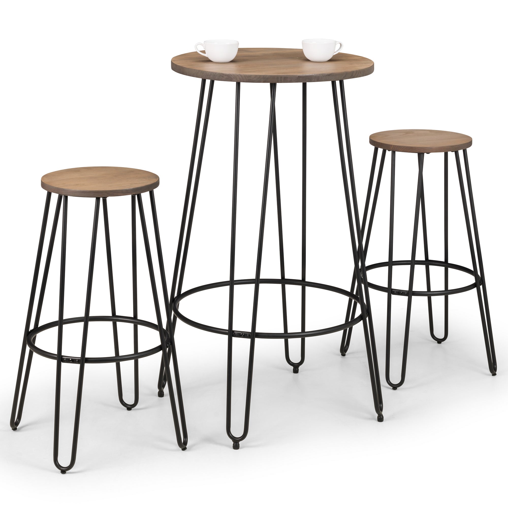 Dalston Bar Set with 2 Stools Black