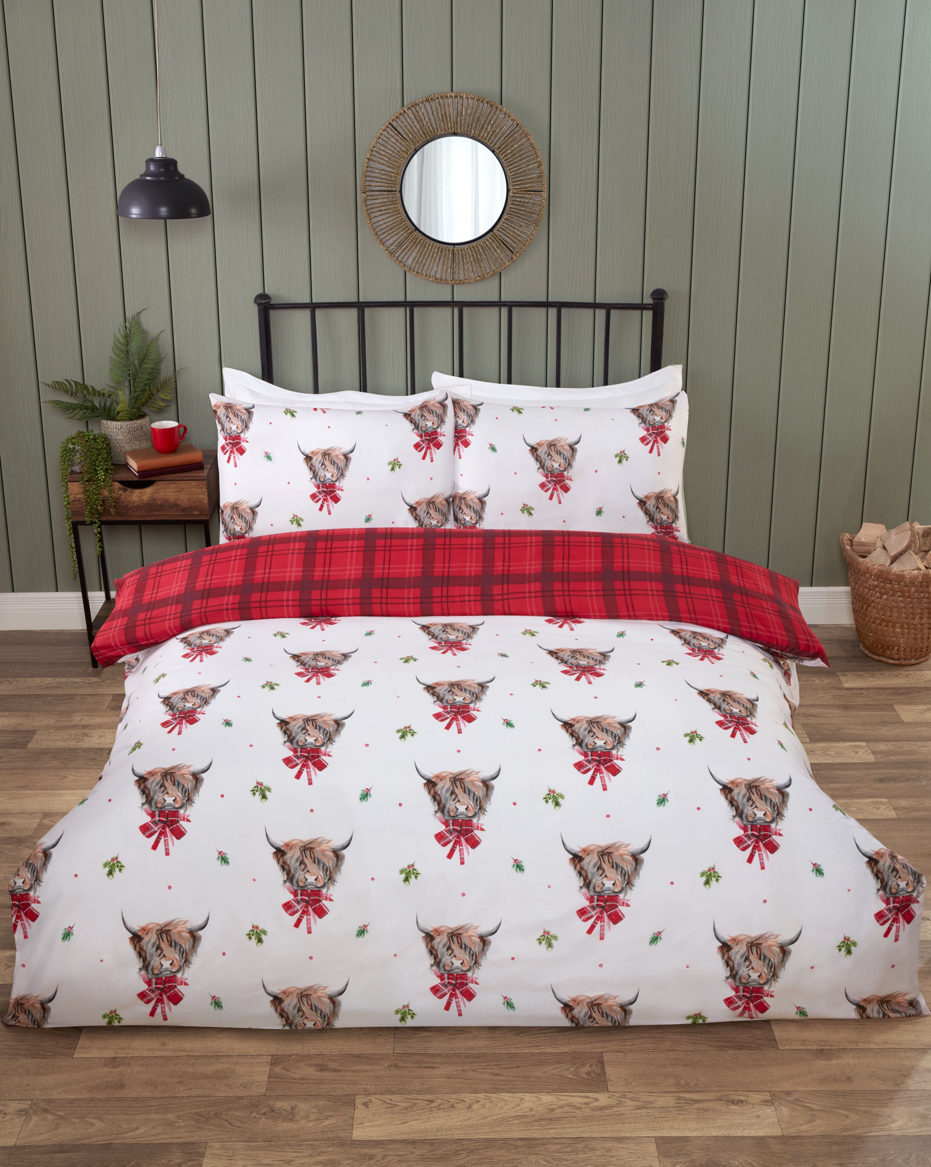Rapport Home Fergus Microfibre Checkered Reversible Duvet Cover Set with Pillowcase