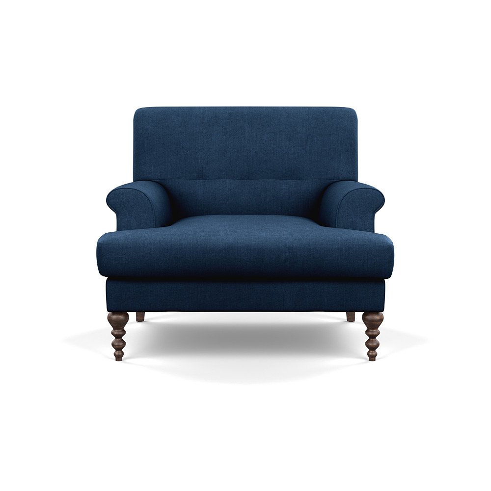 SCP Oscar Formal Armchair Capelo Linen-Cotton Inkspot Walnut Feet