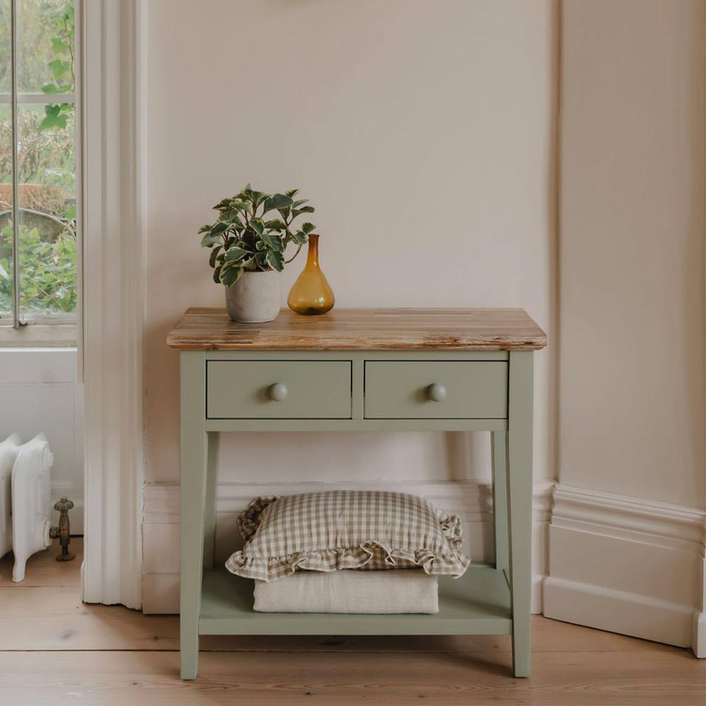 Statement Furniture Florence Console Table with 2 Drawers in Light Green