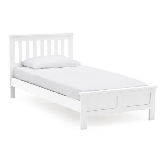 Buntin Wooden Single Size Bed In White Painted Finish