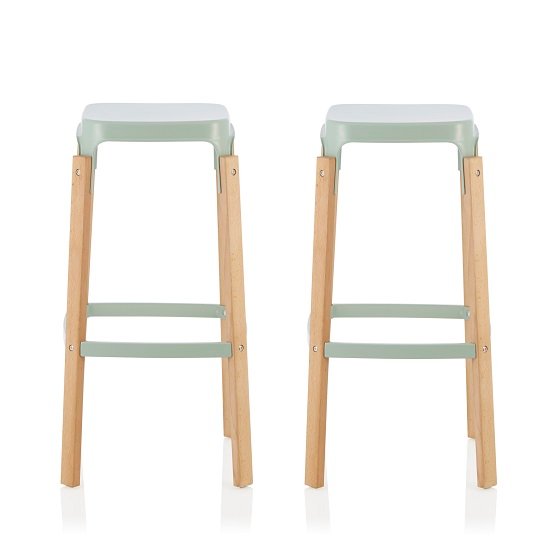 Hoker 66cm Bar Stools In Glossy Green In A Pair
