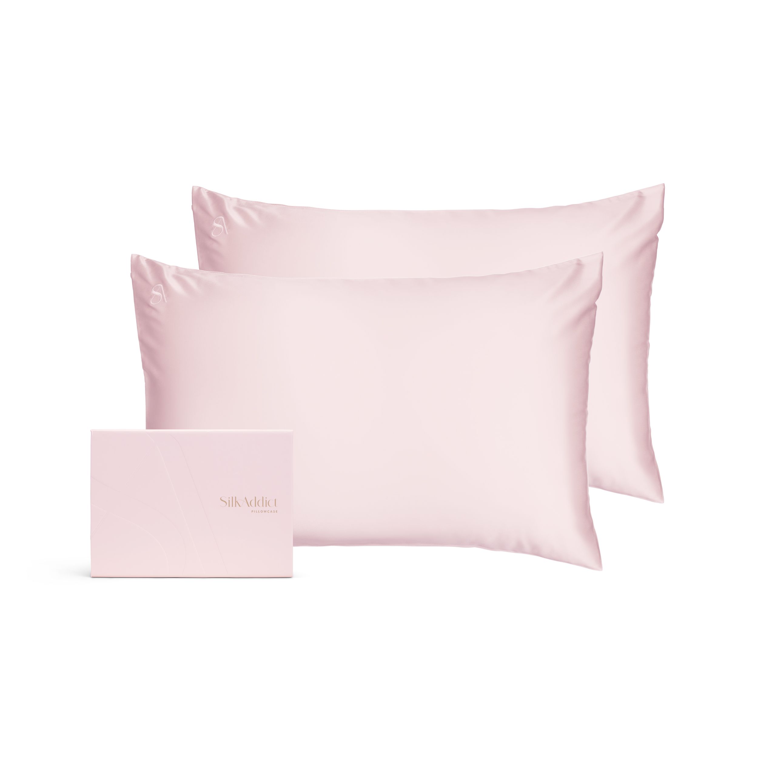 Silk Addict 100% Mulberry Silk Pillowcase Twinpack - Caramel in Light Pink
